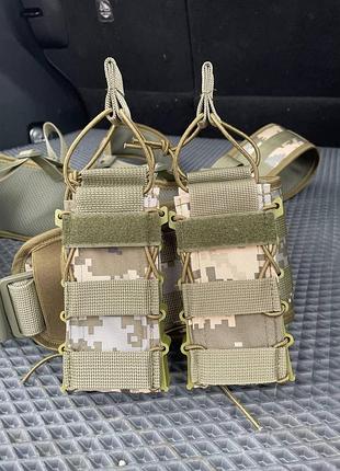 Подсумок тактический под магазин ак/рпк открытого типа с пластиком molle, пиксель
