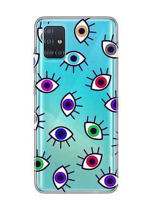 Прозрачный чехол на samsung galaxy a51 :: разноцветные глаза (принт 336)