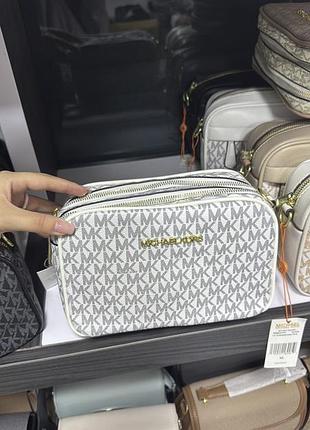 Жіноча сумка michael kors, сумка майкл корс, сумка з принтом майкл корс, крос-боді, сумка через плече, клатч білий