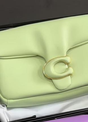 Сумка coach, сумка коач, кросс боди, кожаная сумка, сумки кожа, брендовая сумка, сумка на плечо салатовый