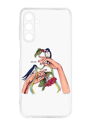 Прозрачный силиконовый чехол для samsung galaxy m14 :: ласточки (патриотический принт 15)