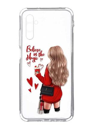 Прозорий чохол на samsung galaxy a34 5g/a346 :: дівчина з кавою (принт 137)