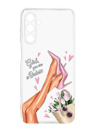 Прозорий силіконовий чохол на samsung galaxy m14 :: ніжки (принт 62)