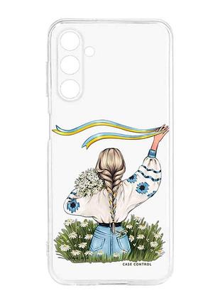 Прозрачный силиконовый чехол для samsung galaxy m14 :: девушка с лентой (принт 17)