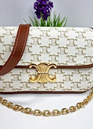 Женская сумка celine classique triomphe в расцветках, сумка селин, клатч селин, кросс боди, cross body молочный