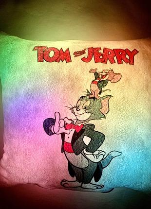 Подушка нічник tom and jerry — подушка яка світиться том і джеррі — м'яка іграшка подушка нічник