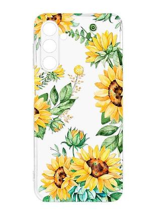 Прозорий силіконовий чохол на samsung galaxy m14 :: соняхи (принт 288)