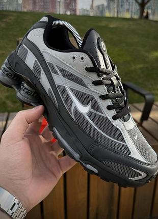 Кроссовки nike shox ride 2 sp x supreme, черно серые (весна-лето)
