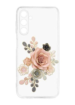 Прозрачный силиконовый чехол для samsung galaxy m14 :: розы (принт 275)