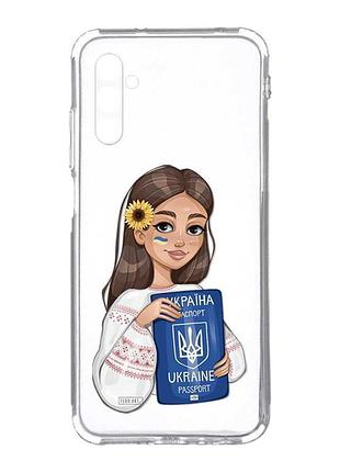 Прозорий чохол на samsung galaxy a34 5g/a346 :: дівчина з паспортом (принт 12)