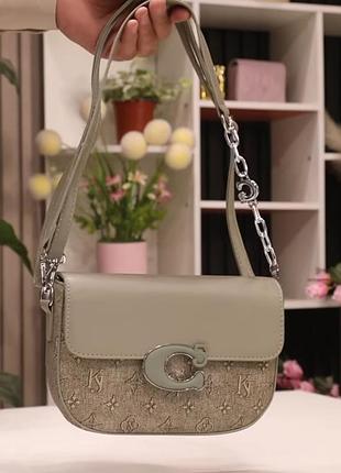 Женская сумка coach, сумка коач, сумка на плечо, кросс-боди, брендовая сумка, сумка через плечо зеленый