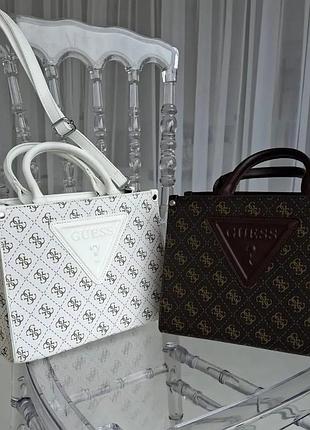 Женская сумка guess, сумка гесс, сумка через плечо, cross body, кросс боди, шопер коричневый