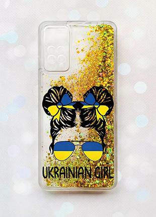 Чехол с плавающими блестками на xiaomi redmi note 11 pro/12 pro 4g золотой :: украинская девушка (принт 113)