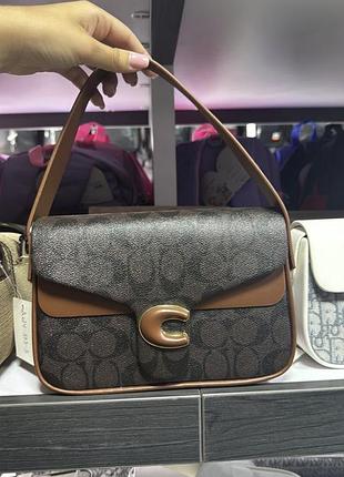 Женская сумка coach, сумка коач, сумка на плечо, кросс-боди, брендовая сумка темно-коричневий