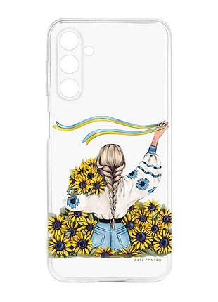 Прозрачный силиконовый чехол для samsung galaxy m14 :: девушка с лентой (принт 25)