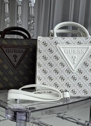 Женская сумка guess, сумка гесс, сумка через плечо, cross body, кросс боди, шопер белый