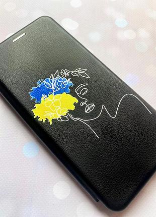 Чехол-книжка с рисунком для apple iphone 7 plus, iphone 8 plus черный :: украинка арт (принт 3) 3