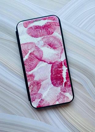 Чехол-книжка с рисунком для apple iphone 7 plus, iphone 8 plus черный :: поцелуйчики (принт 93) 4