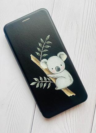 Чехол-книжка с рисунком для apple iphone 7 plus, iphone 8 plus черный :: коала (принт 132) 3