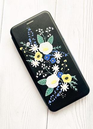Чехол-книжка с рисунком для apple iphone 7 plus, iphone 8 plus черный :: цветы. акварель (принт 271) 2