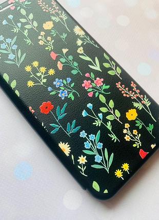Чехол-книжка с рисунком для apple iphone 7 plus, iphone 8 plus черный :: цветочный фон (принт 269) 2
