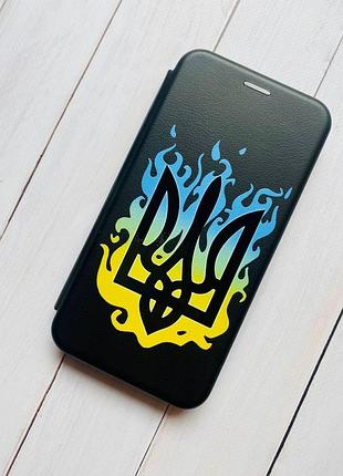 Чехол-книжка с рисунком для apple iphone 7 plus, iphone 8 plus черный :: тризуб пламя (принт 257) 2