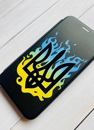 Чехол-книжка с рисунком для apple iphone 7 plus, iphone 8 plus черный :: тризуб пламя (принт 257) 4