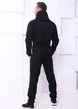 Стильний чоловічий спортивний костюм дуже теплий з капюшоном under armour чорний3 фото