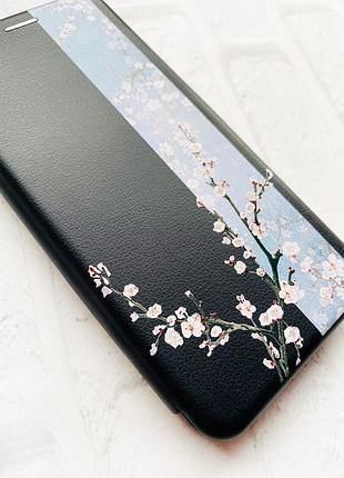 Чехол-книжка с рисунком для apple iphone 7 plus, iphone 8 plus черный :: цветущая сакура (принт 285) 3