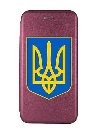 Чехол-книжка с рисунком для samsung galaxy j5(2016) j510 бордовый :: тризуб украина (принт 256)