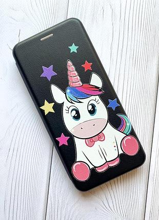 Чехол-книжка с рисунком для apple iphone 7 plus, iphone 8 plus черный :: единорог (принт 102) 3