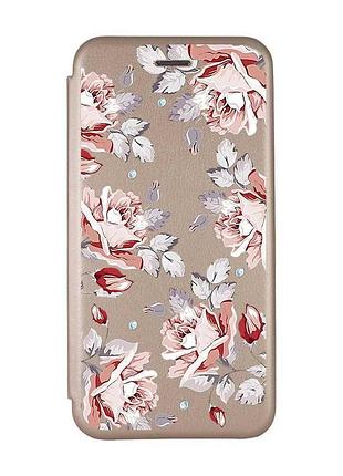 Чехол-книжка с рисунком для xiaomi redmi 7 золотой :: фон розы (принт 273)