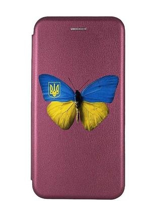Чехол-книжка с рисунком для samsung galaxy j5(2016) j510 бордовый :: бабочка украина (принт 255)