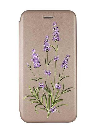 Чохол-книжка з малюнком для xiaomi redmi 7 золотий :: гілочки лаванди (принт 266)