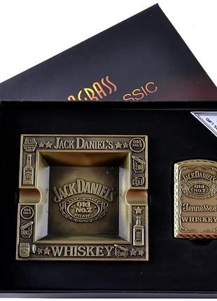 Подарунковий набір із попільничкою jack daniels запальничка/білок/ручка