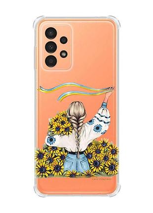 Чохол з потовщеними кутами на samsung galaxy a13 4g :: дівчина зі стрічкою (принт 25)
