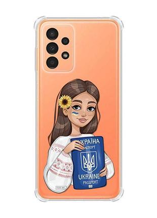 Чохол з потовщеними кутами на samsung galaxy a13 4g :: дівчина з паспортом (принт 12)