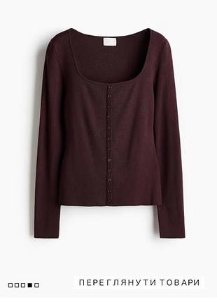 Жіночий коричневий лонгслів h&m, m, l, в рубчик, тканина тягнеться
