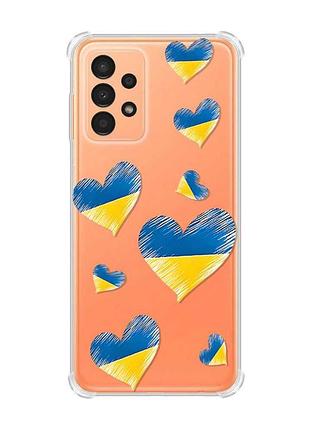 Чохол з потовщеними кутами на samsung galaxy a13 4g :: сердечка. україна (принт 258)