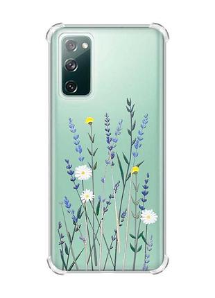 Чехол с утолщёнными углами на samsung galaxy s20 :: полевые цветы (принт 270)