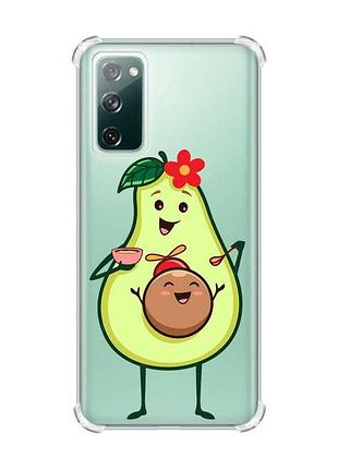 Чехол с утолщёнными углами на samsung galaxy s20 :: малыш авокадо (принт 309)