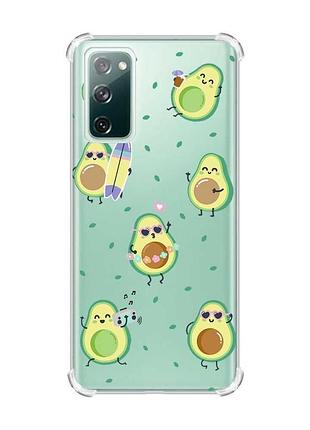 Чехол с утолщёнными углами на samsung galaxy s20 :: авокадо на отдыхе (принт 302)