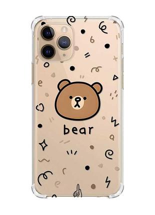 Чехол с утолщёнными углами на apple iphone 11 pro (5,8) :: мишка (принт 76)
