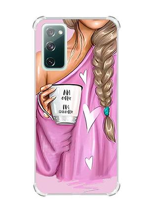 Чехол с утолщёнными углами на samsung galaxy s20 :: девушка с кофе (принт 58)