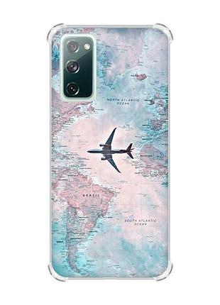 Чехол с утолщёнными углами на samsung galaxy s20 :: путешествия. карта (принт 317)