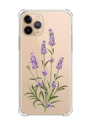 Чехол с утолщёнными углами на apple iphone 11 pro (5,8) :: веточки лаванды (принт 266)