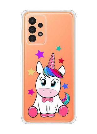 Чехол с утолщёнными углами на samsung galaxy a13 4g :: единорог (принт 102)