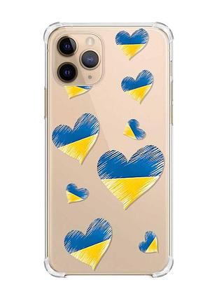 Чехол с утолщёнными углами на apple iphone 11 pro (5,8) :: сердечка. украина (принт 258)