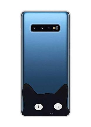 Прозрачный чехол на samsung galaxy s10 plus :: кошечка (принт 119)