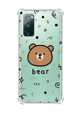 Чехол с утолщёнными углами на samsung galaxy s20 :: мишка (принт 76)